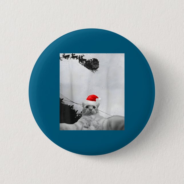 Cats Meme Funny Cat Selfie With Santa Hat Christma Button (Vorderseite)