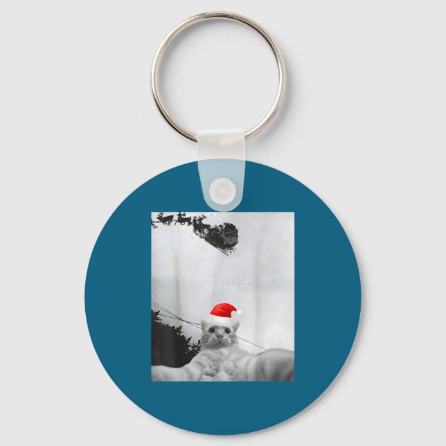 Cats Meme Funny Cat Selfie With Santa Hat Christma Schlüsselanhänger (Vorderseite)