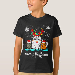 Cats Merry Fluffmas lustige Weihnachten T-Shirt