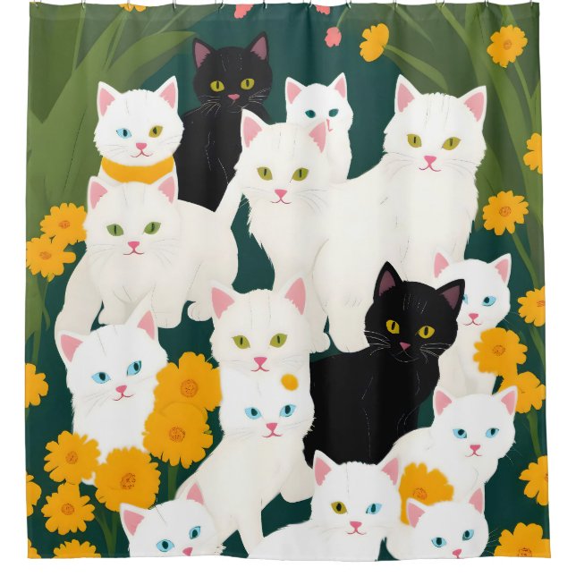 Cats Meup Group Duschvorhang (Vorderseite)