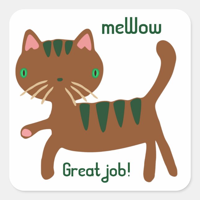 Cat's meWOW Customizable Great Job Sticker Square (Vorderseite)