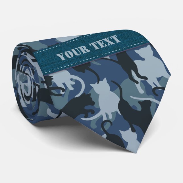 Cats Navy Camouflage Krawatte (Gerollt)