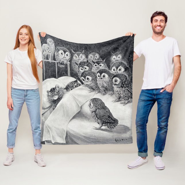 Cats Nightmare Owl Bird, Louis Wain Fleecedecke (Beispiel)