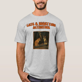 Cats & Nighttime Activities - Retro Funny Cat Art T-Shirt