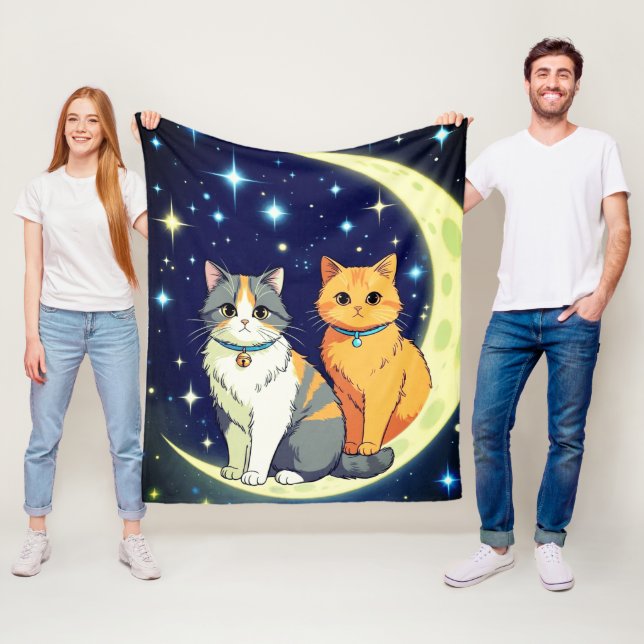 CATS ON THE MOON FLEECEDECKE (Beispiel)