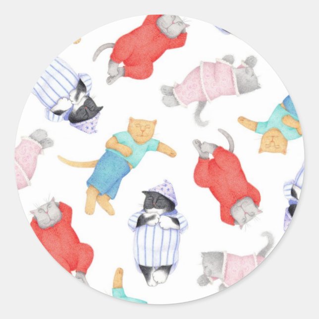 CATS PAJAMAS Kleine Rundkleber Runder Aufkleber (Vorderseite)