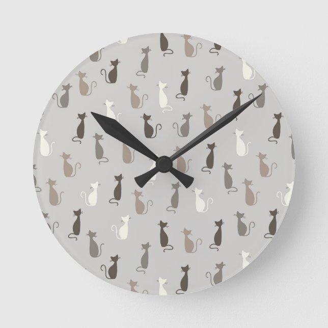 Cats pattern runde wanduhr (Vorderseite)