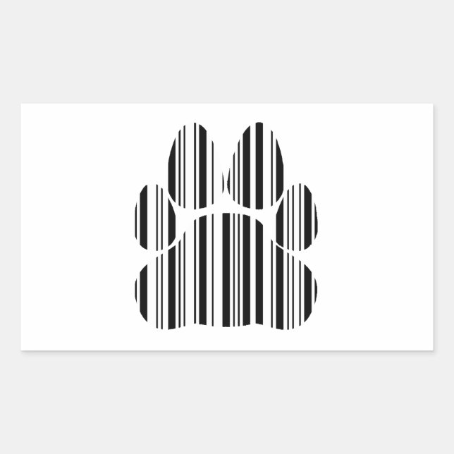 CATS PAW BAR CODE Felines Barcode Print Pattern Rechteckiger Aufkleber (Vorderseite)