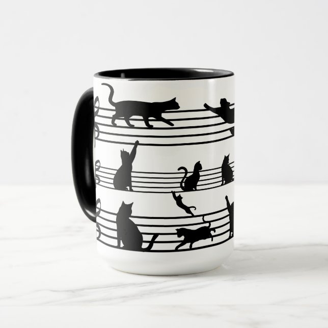 Cats Piano Notes Party Kaffeezubereitung Tasse (Vorderseite Links)