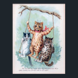Cats Playing on a Swing, Louis Wain Poster<br><div class="desc">Louis Wain (5 August 1860 – 4 July 1939) was an English artiste known for his drawings,  which consistently featured anthropomorphized large-eyed cats and kittens. In his later years he may have suffered from schizophrenia (although this claim is disputed),  which,  according to some psychiatrists,  can be seen in his works. Quote:Wikipedia</div>