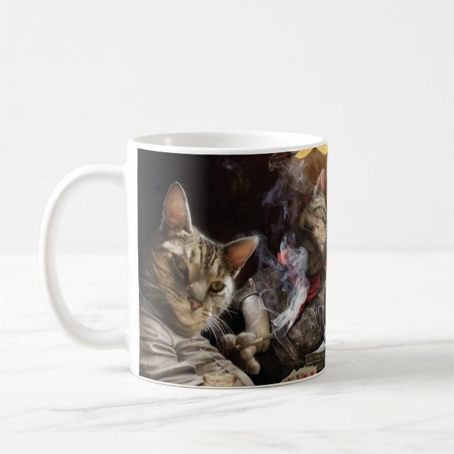 Cats playing poker  kaffeetasse (Links)