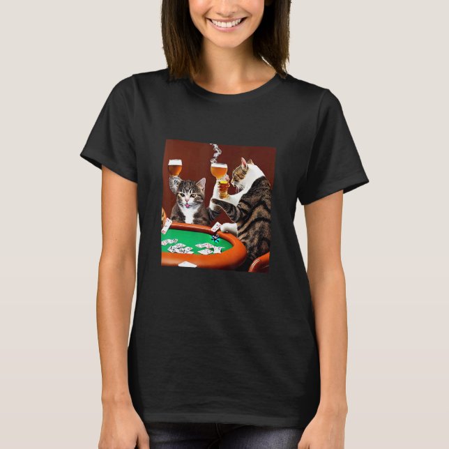 Cats Playing Poker   Kitten Cute and Fun T-Shirt (Vorderseite)