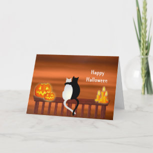 Cats Pumpkins Candles Halloween Card Karte
