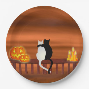 Cats Pumpkins Candles Halloween Pappteller