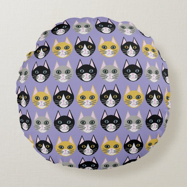 Cats purple rundes kissen (Vorderseite)