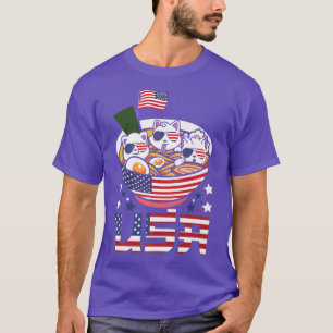 Cats Ramen Anime American Flag USA 4. Juli shi T-Shirt
