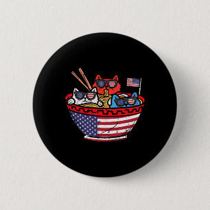 Cats Ramen Anime Amerikanische Flagge Usa Lustig 4 Button