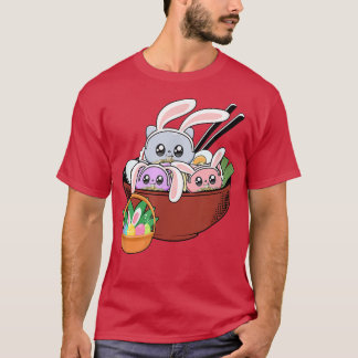 Cats Ramen Bunny Ear Egg Kawaii Japanische Liebe T-Shirt
