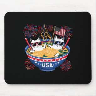 Cats Ramen Patriotic American Flag Boys Girls 4. Mousepad