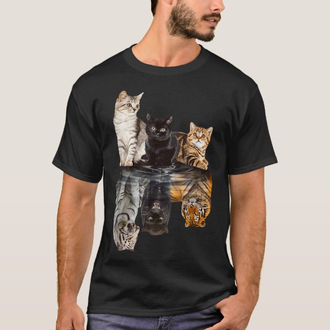 Cats Reflection Mirror Tiger Mom Mother Day Love T-Shirt (Vorderseite)