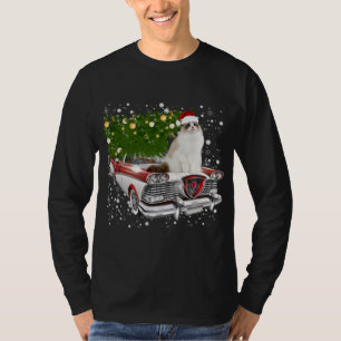 Cats Rides Red Truck Weihnachtsbaum Xmas T-Shirt
