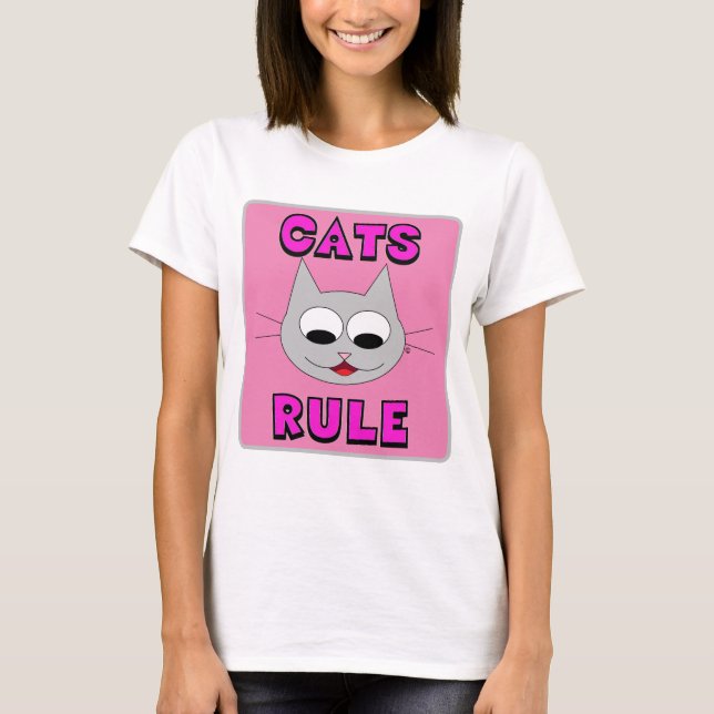 CATS RULE Niedlich Cat Lover Tshirt (Vorderseite)