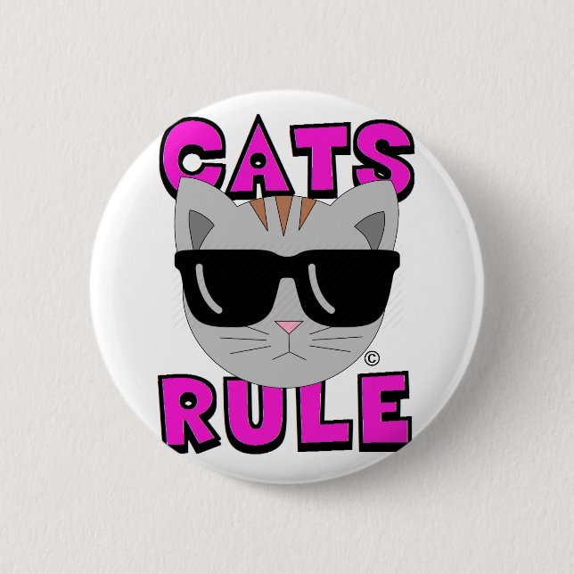 CATS RULE Originalkatze Lover Button (Vorderseite)