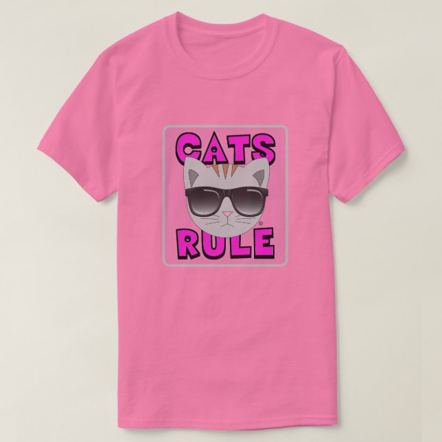 CATS RULE PINK Cute Cat Lover tshirt (Design vorne)