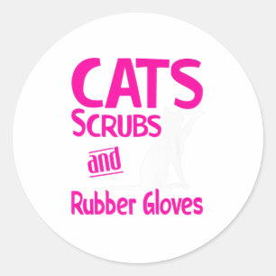 Cats Scrubs Rubber Gloves Funny Nurse Cat L Runder Aufkleber
