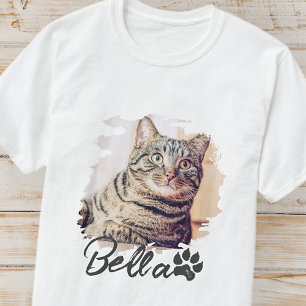 Cat's Simple Modern Cool Typografy Name and Foto T-Shirt
