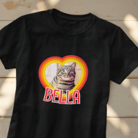 Cat's Simple Modern Playful Heart Name and Foto