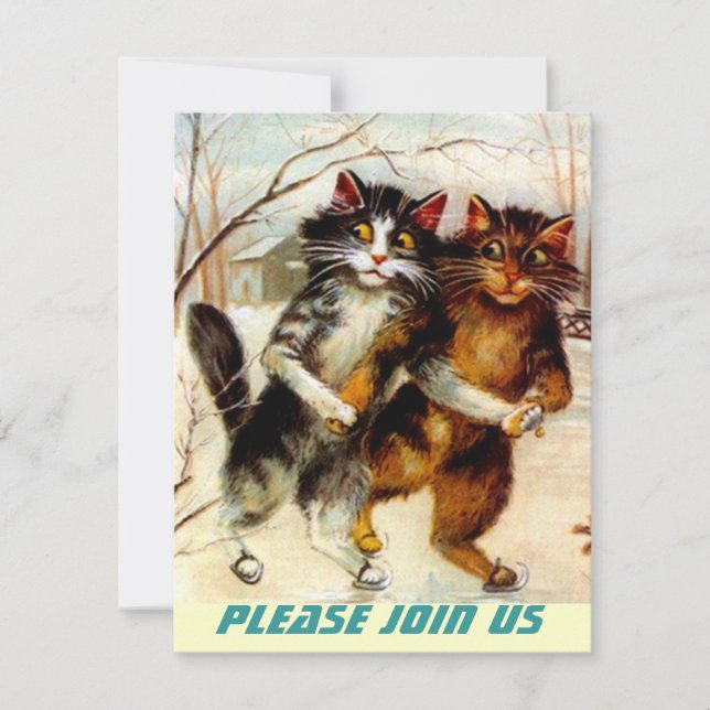 CATS SKATEN PARTY EINLADUNG ~ EZ2-ZOLLEN (Vorderseite)