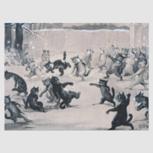 Cats Snowball Fight, Louis Wain Seidenpapier