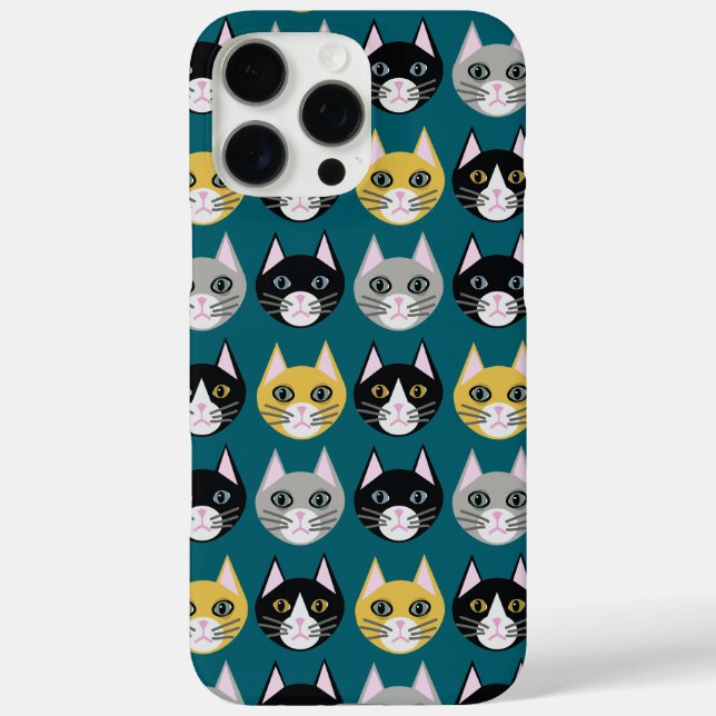 Cats teal iPhone 16 pro max hülle (Rückseite)