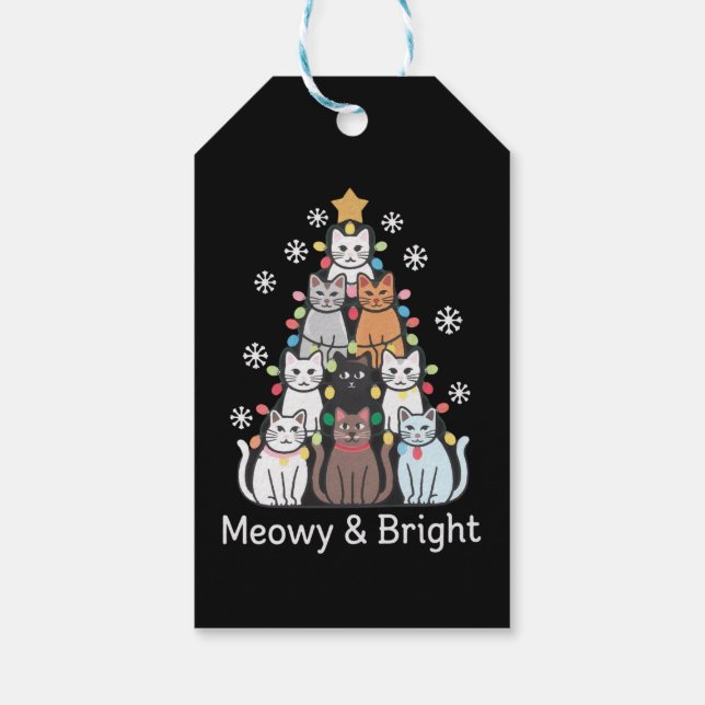 Cats Weihnachtsbaum Meowy Bright Niedlichen Weihna Geschenkanhänger (Rückseite)