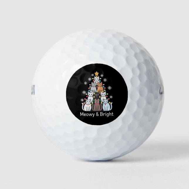 Cats Weihnachtsbaum Meowy Bright Niedlichen Weihna Golfball (Vorderseite)