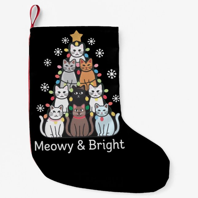 Cats Weihnachtsbaum Meowy Bright Niedlichen Weihna Kleiner Weihnachtsstrumpf (Vorderseite)