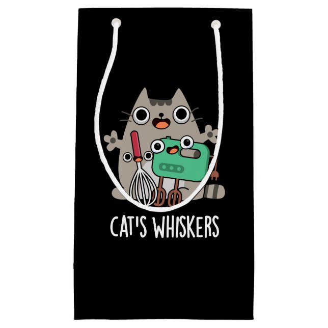 Cat's Whiskers Funny Baking Pun Dark BG Kleine Geschenktüte (Vorderseite)