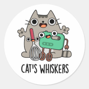 Cat's Whiskers Funny Baking Pun Runder Aufkleber