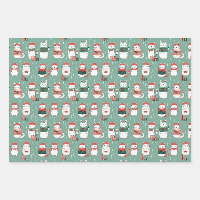 Cats Winter Wonderland Geschenkpapier Set (Vorderseite 3)