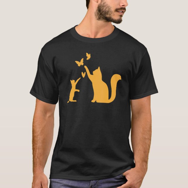Cats With Butterflies Cat  I Cute Cats T-Shirt (Vorderseite)