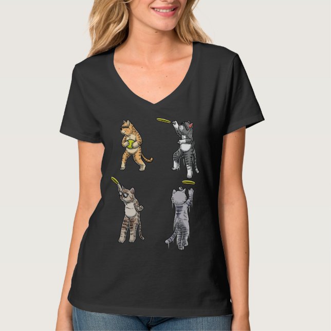 Cats With Flying Disc Frisbee Player Thrower Disc  T-Shirt (Vorderseite)