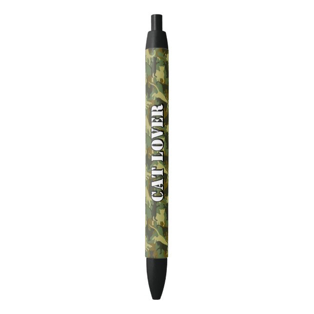 Cats Woodland Camouflage Black Ink Pen Kugelschreiber (Vorderseite Vertikal)