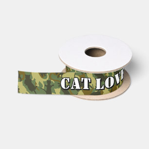 Cats Woodland Camouflage Satin Ribbon Satinband