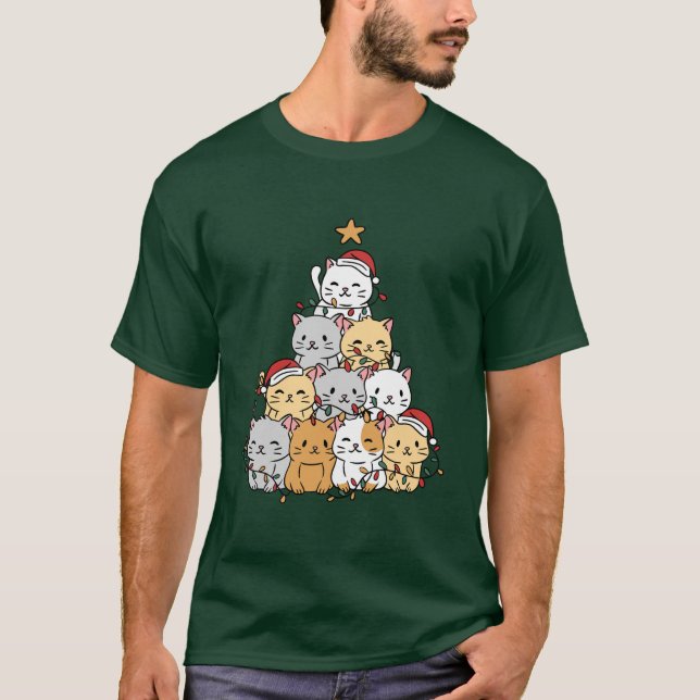 Cats Xmas Tree T-Shirt (Vorderseite)