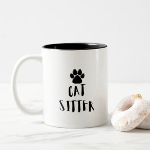 'Catsitter' Charmantes einfaches Pfotenabdruck-Ges Zweifarbige Tasse