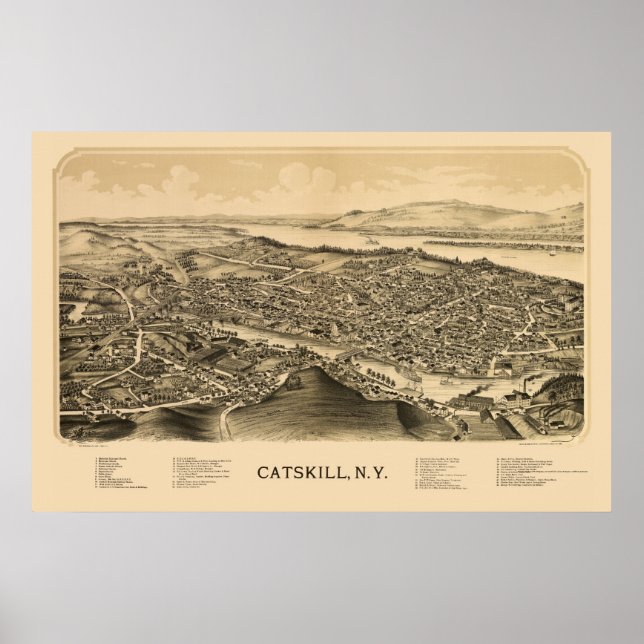 Catskill, NY Panoramic Map - 1889 Poster (Vorne)