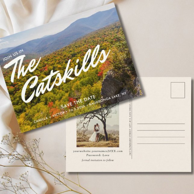 CatSkills Wedding Enregistrer la date Carte postal (Catskills Wedding Save the Date Postcard)