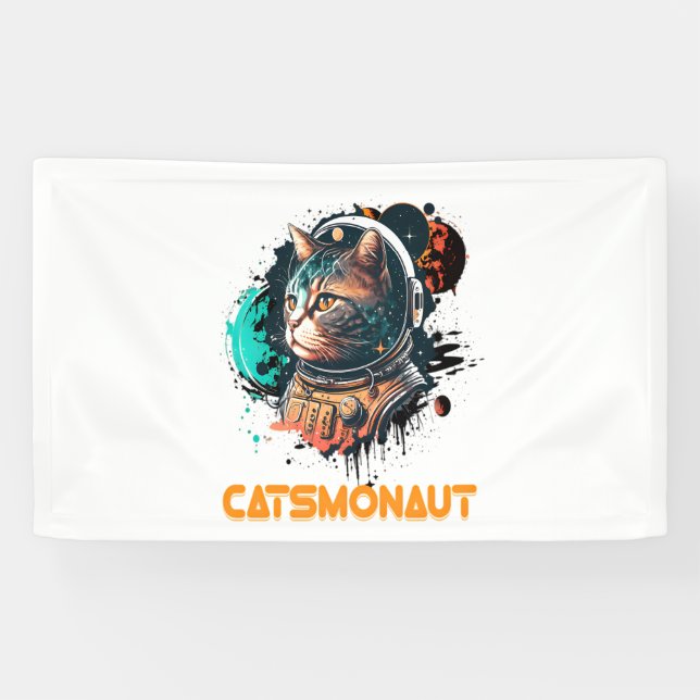 Catsmonaut Astronautenkatze oder Weltraumkatze Banner (Horizontal)