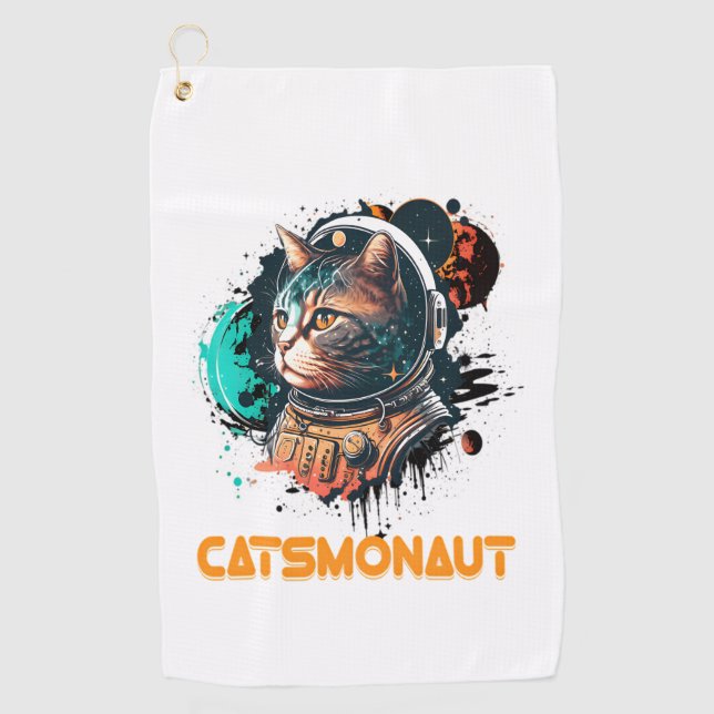 Catsmonaut Astronautenkatze oder Weltraumkatze Golfhandtuch (Vorderseite)